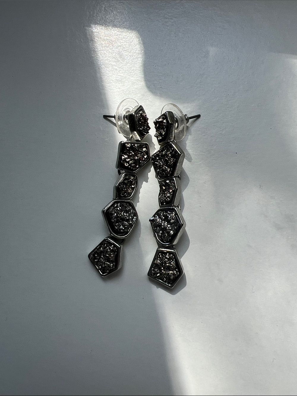 BCBGENERATION Geometric Hematite Studed Drop Earrings Gunmetal color